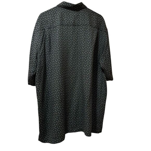 Pronto Uomo 100% Silk Shirt Geometric Rectangle Pattern Black White Men XL EUC - Picture 3 of 5